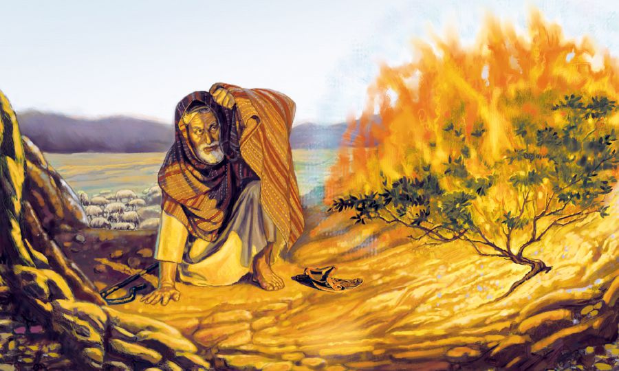 Moses at the burning thornbush