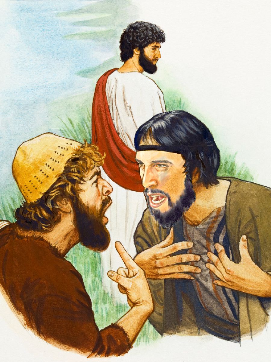 Jesus observes two of his disciples arguing