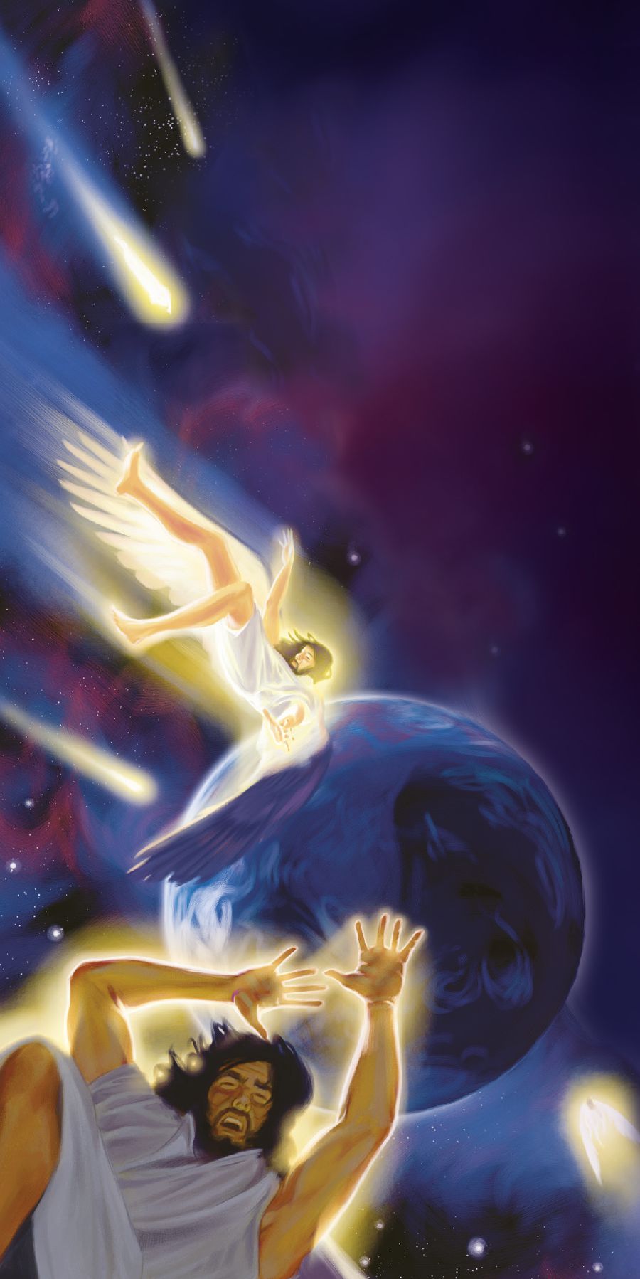The Devil and his demons are cast out of heaven and hurled down to the earth