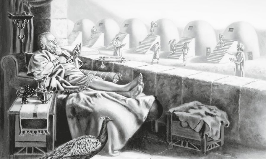 A rich man looks at his new storehouses