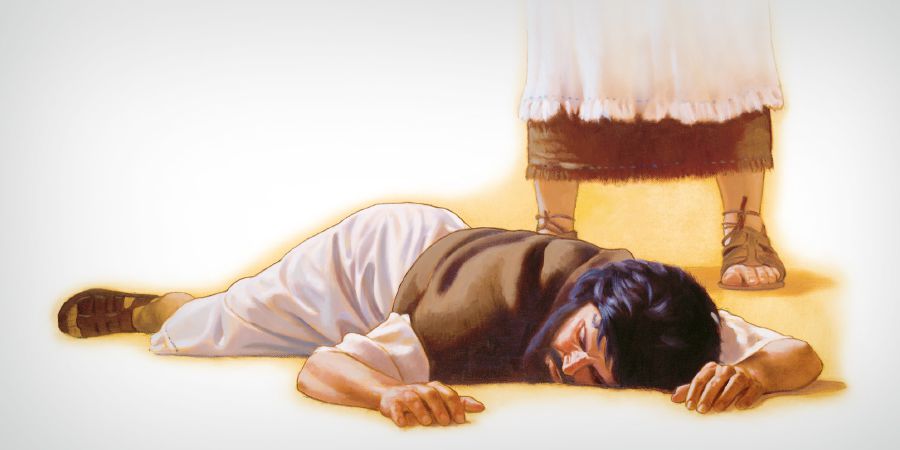 Ananias falls down and dies