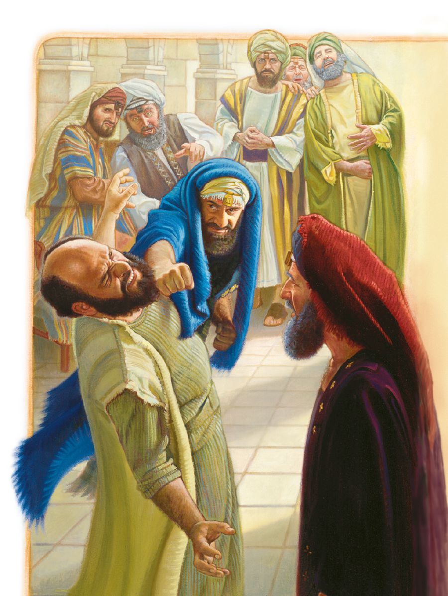 High Priest Ananias tells a man to hit the apostle Paul in the face