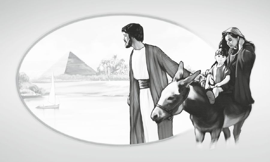 Joseph protects Jesus by taking him and Mary to Egypt