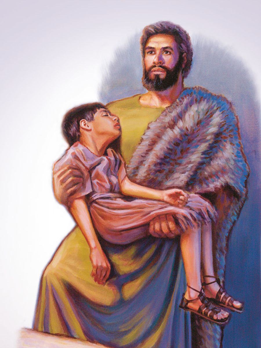 Elijah carries a dead boy