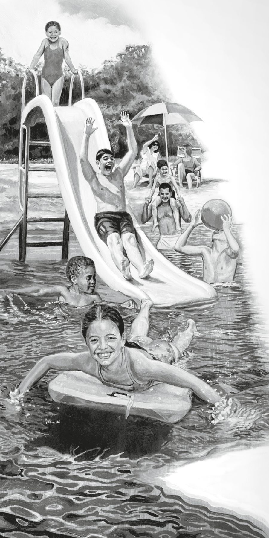 Children play in the water beside a beach