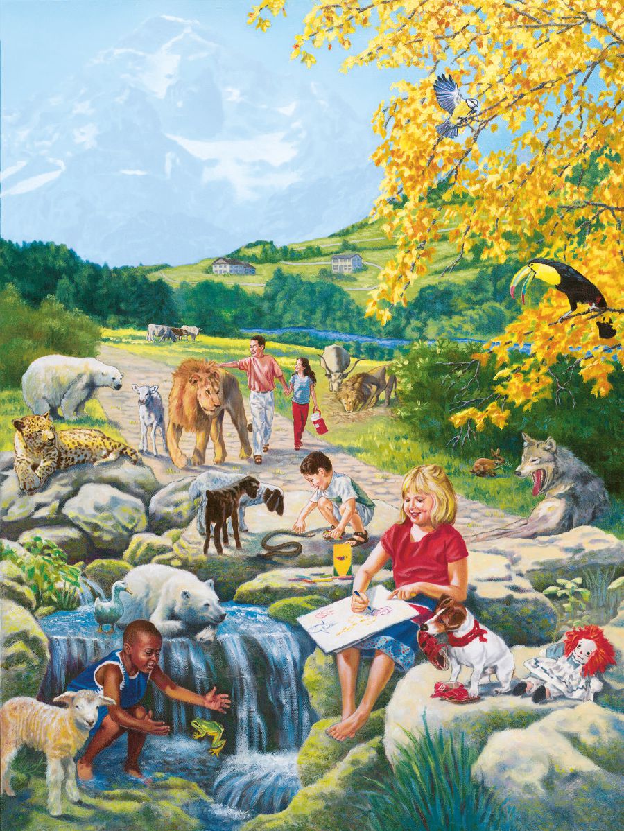 Adults and children enjoy peace with the animals in Paradise