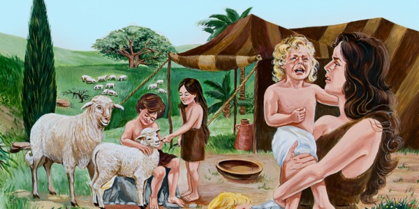 Eve with her children outside of Eden