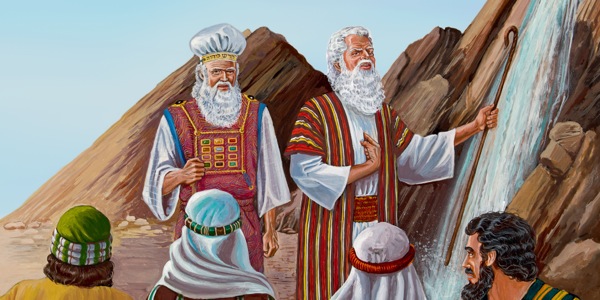 Moses and Aaron take credit for the water that comes out of the rock