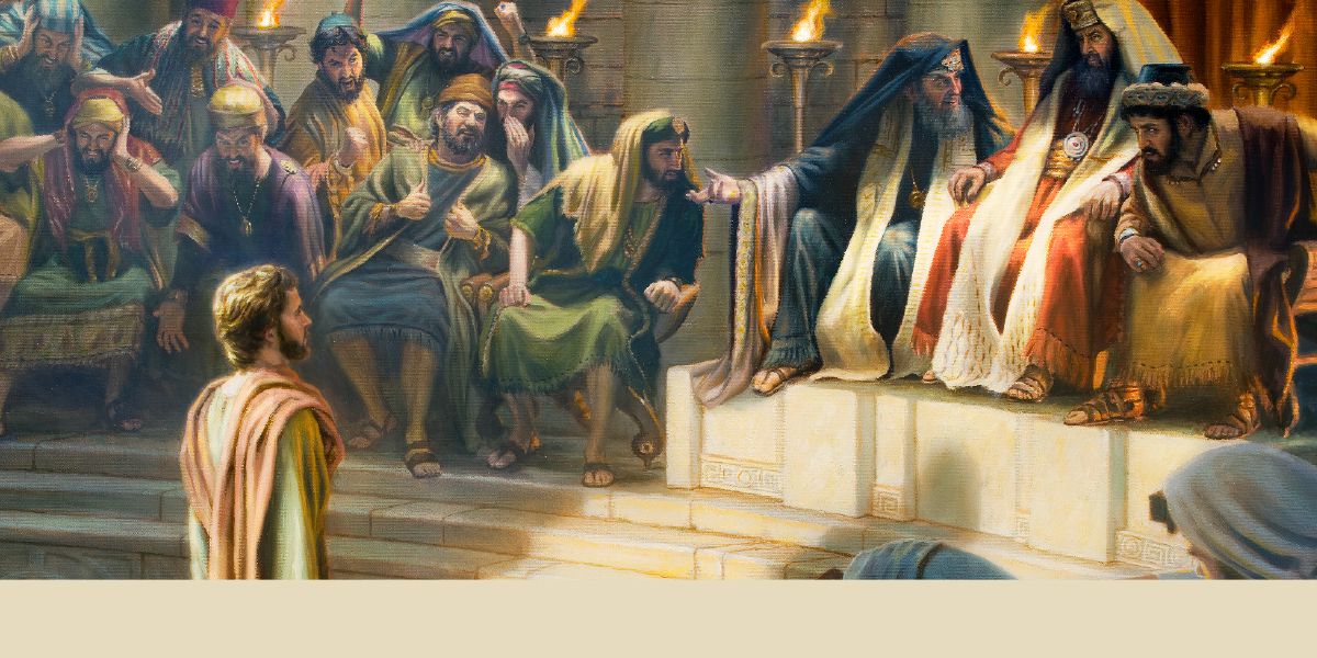 Stephen stands before the Sanhedrin