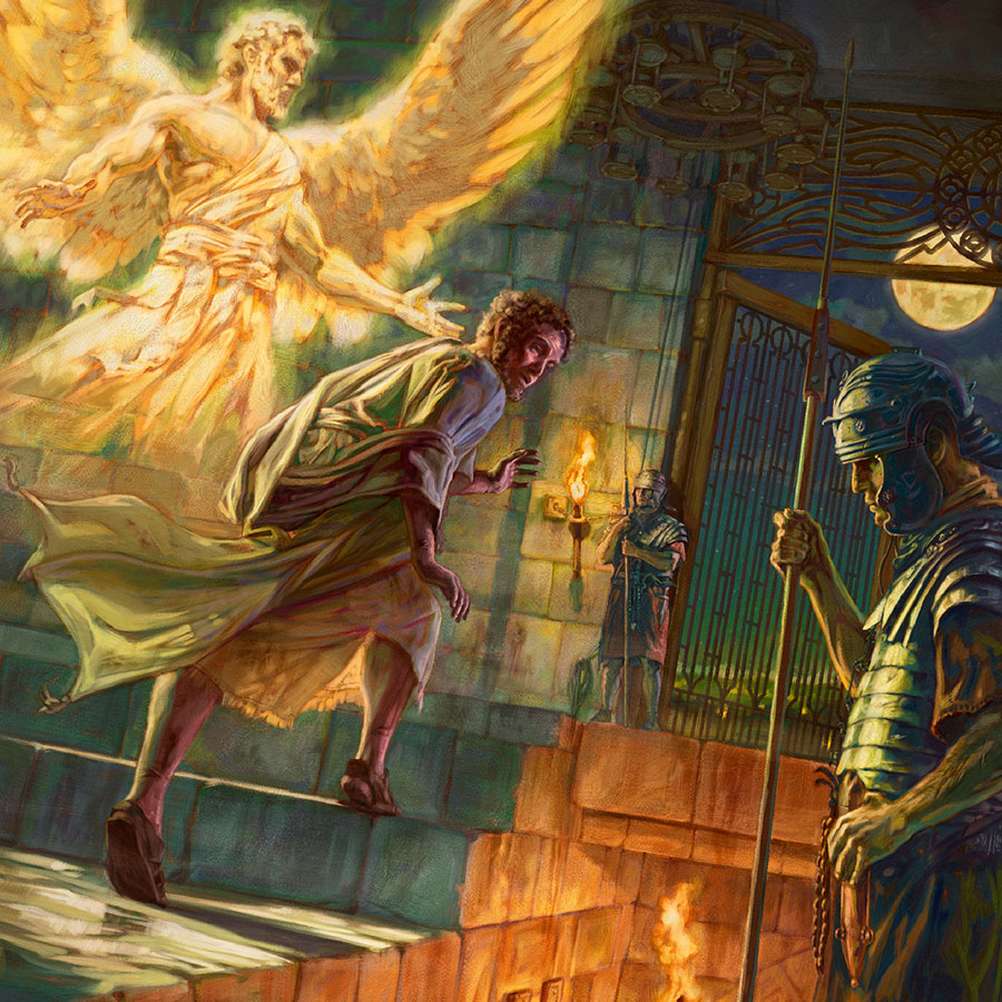 Peter is led out of prison by an angel