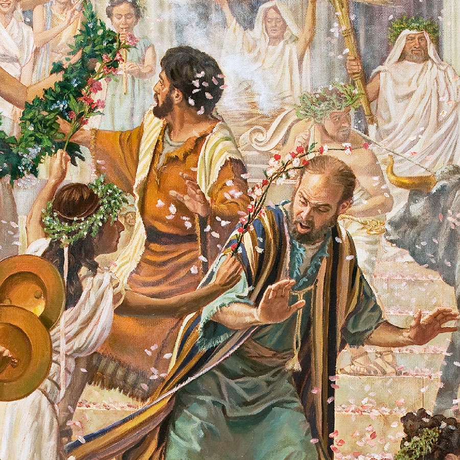 Paul and Barnabas resist adulation in Lystra