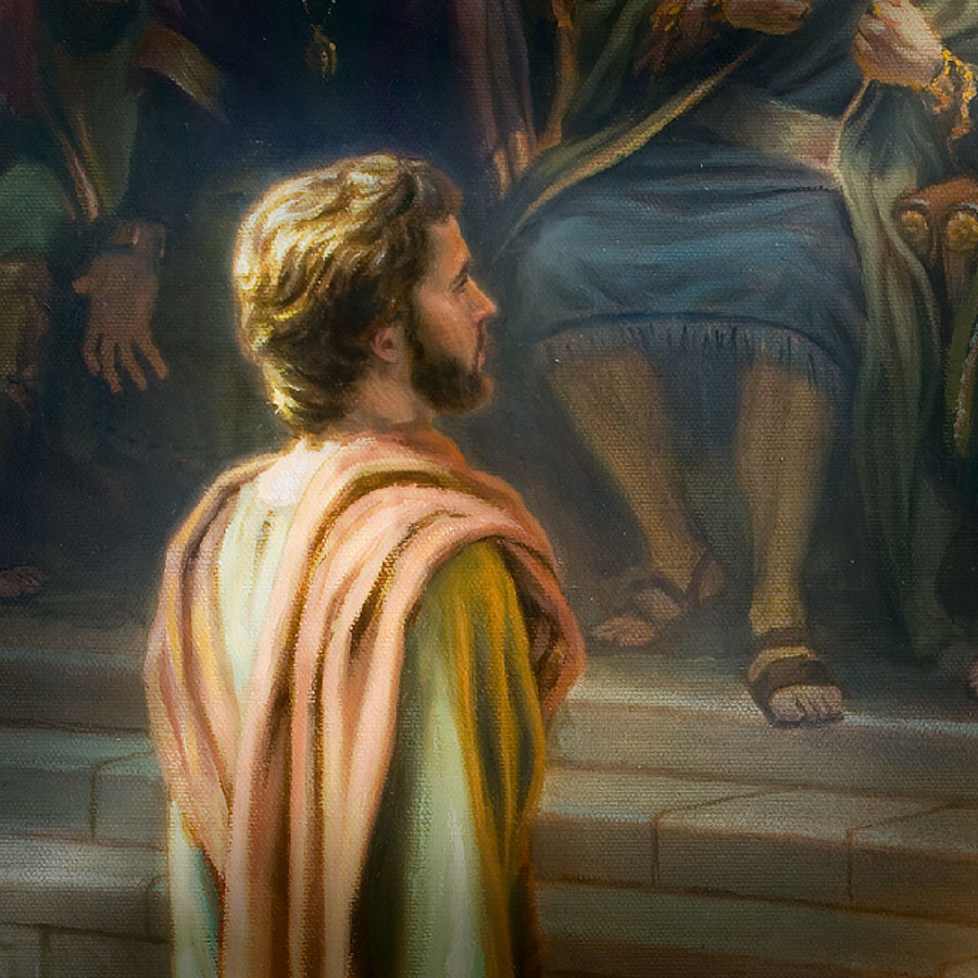 Stephen stands before the Sanhedrin