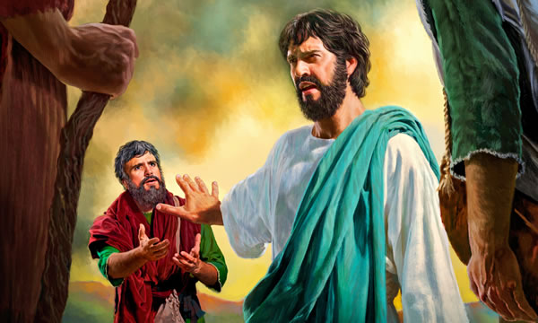Jesus turns his back on Peter