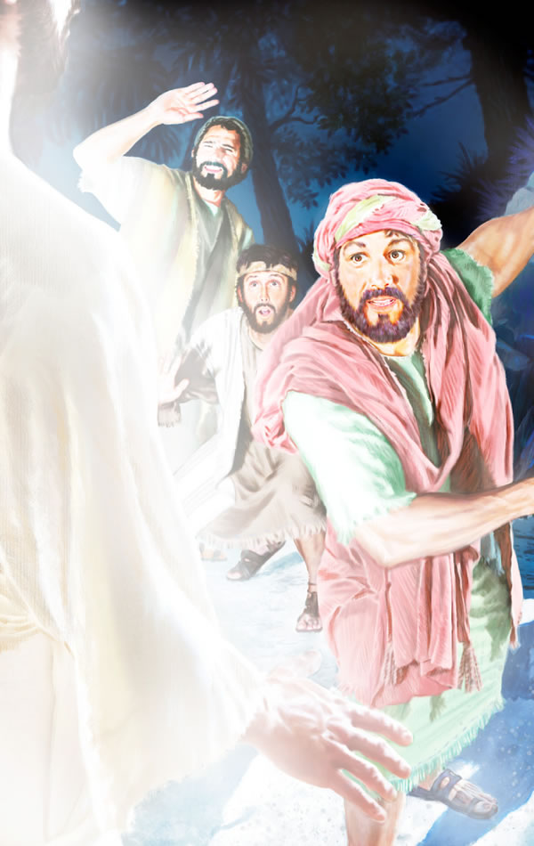 Peter, James, and John during the transfiguration vision