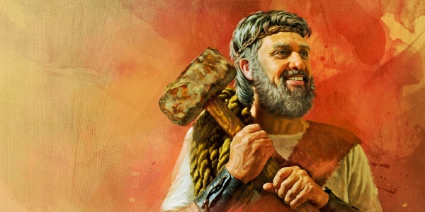 Noah with a tool for building the ark