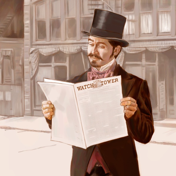 A man reading the first issue of The Watchtower