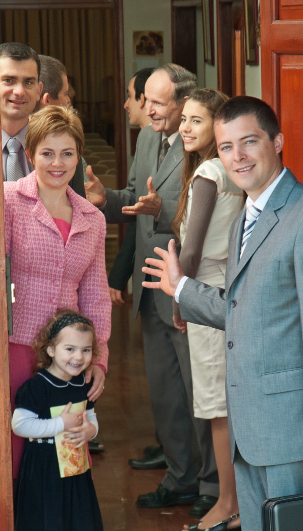 Jehovah’s Witnesses at a Kingdom Hall in Argentina