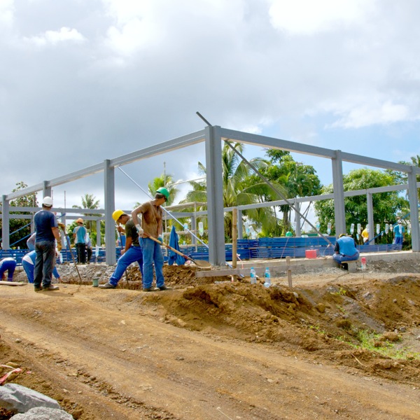 A Kingdom Hall construction site in Tahiti