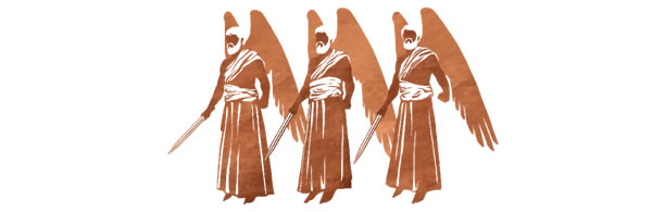 Mighty angels with swords drawn
