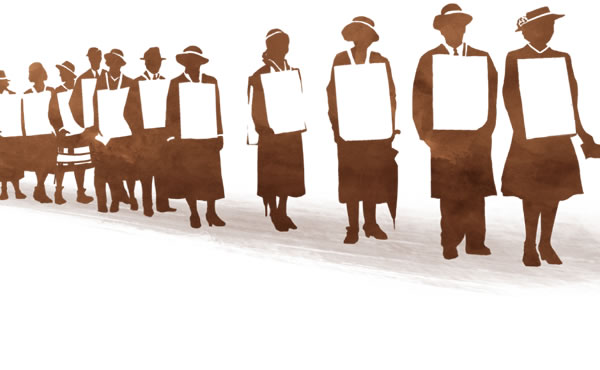 A line of Jehovah’s Witnesses wearing placards to preach the Bible’s message