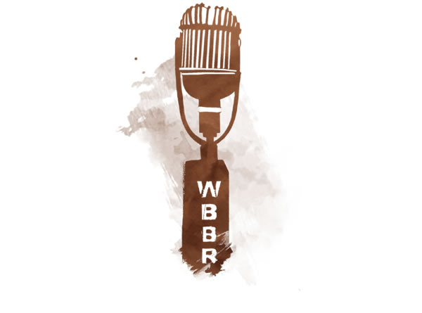 A WBBR broadcaster’s microphone