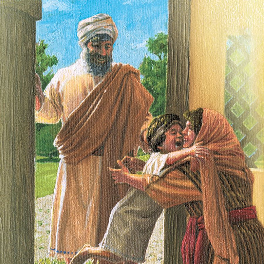 A widow embraces her son after he is resurrected by Elijah