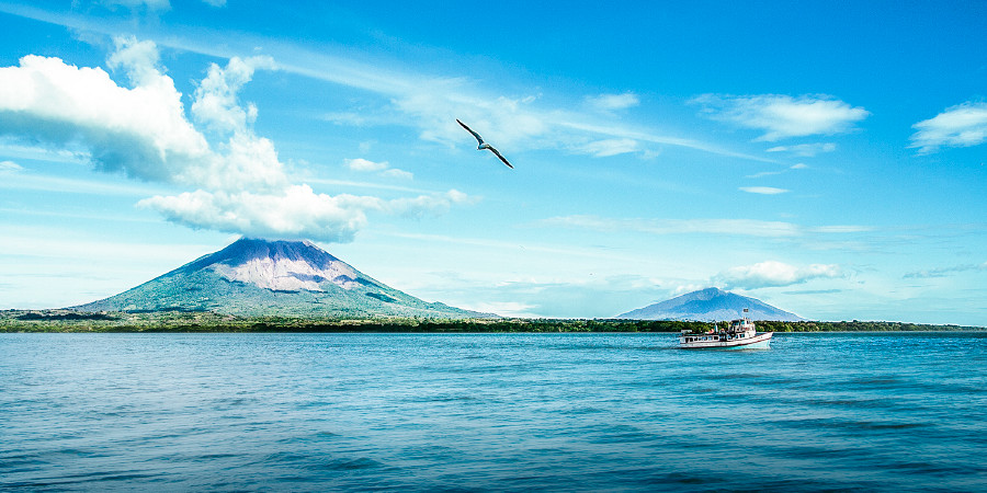 Ometepe, an island formed by two volcanoes rising from Lake Nicaragua