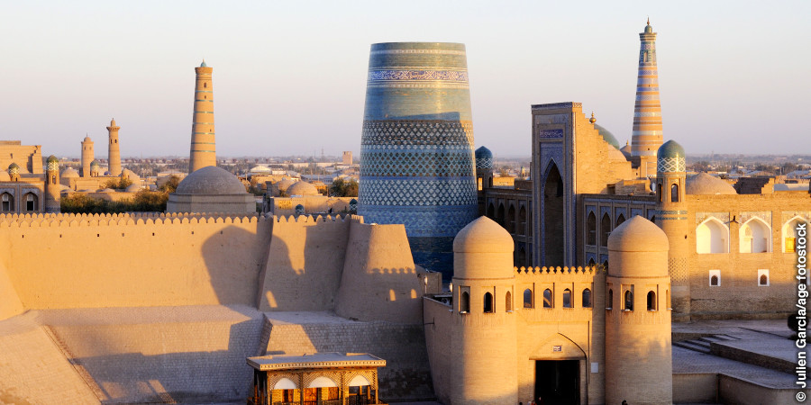 The walls of Itchan Kala in Khiva, Uzbekistan