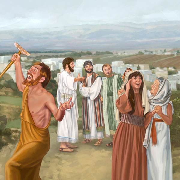 A lame man and a blind woman rejoice after Jesus heals them