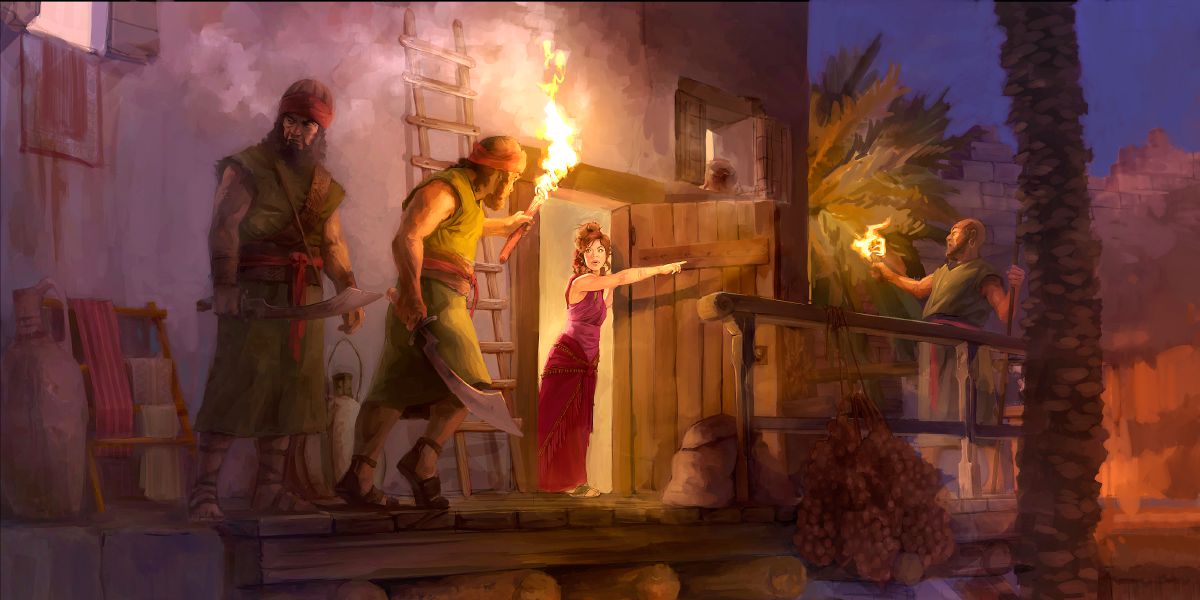 Rahab protects the spies by sending the soldiers in another direction