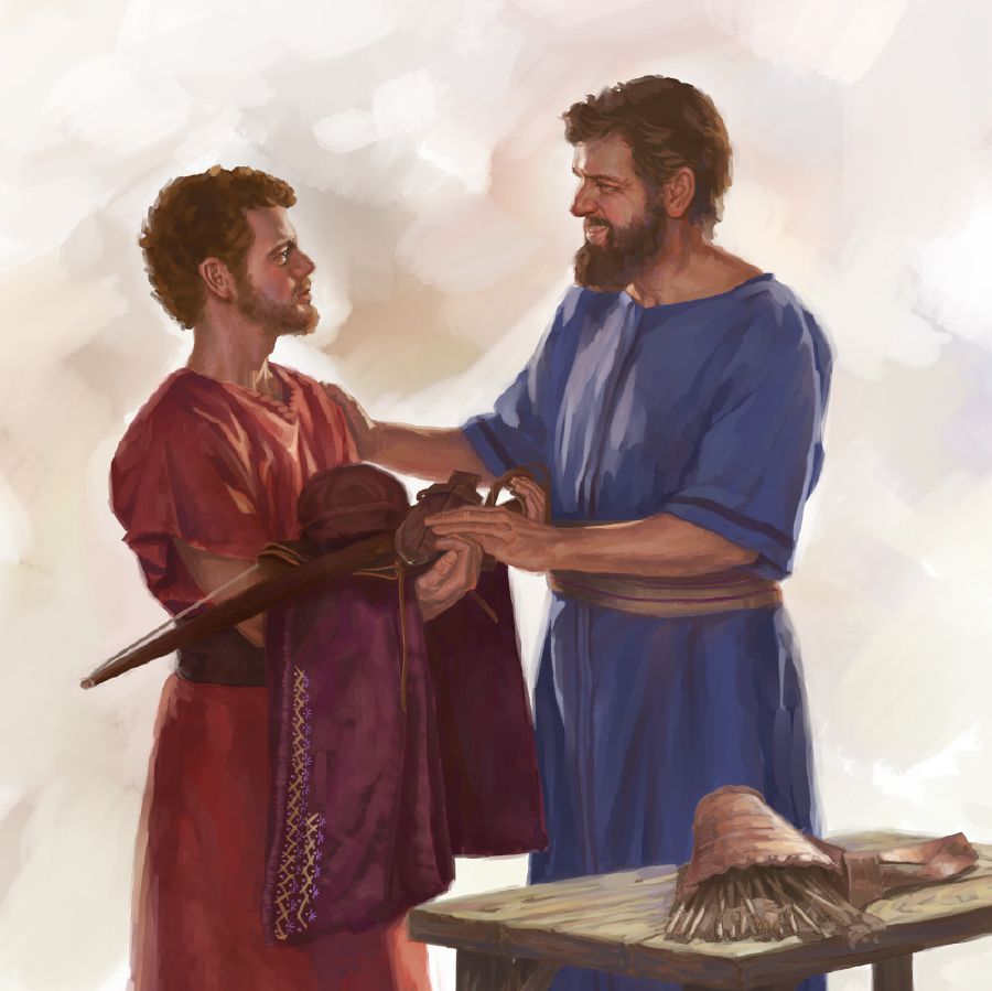 Jonathan gives David some of his personal items