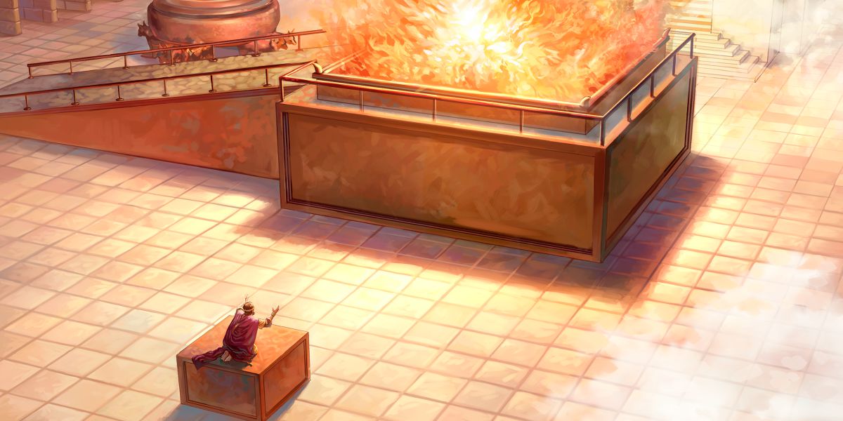 Fire from Jehovah consumes the offering on the altar