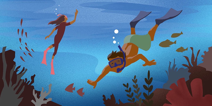 Two people snorkeling