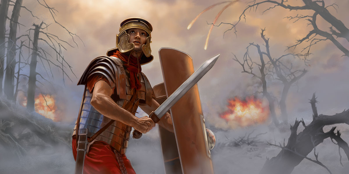 A man wears the complete suit of armor