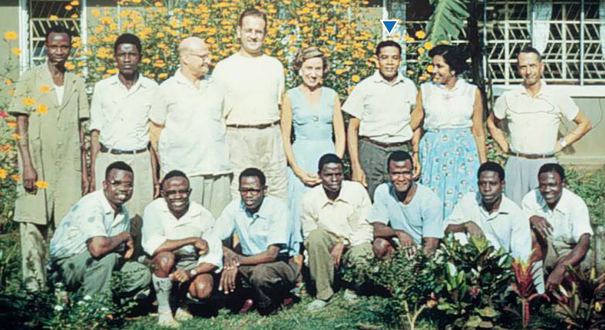 Woodworth and Oris Mills with the Bethel family in Lagos, Nigeria, in 1957