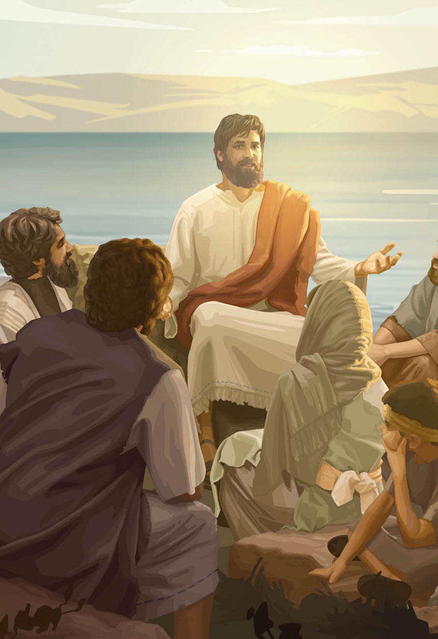 Jesus teaches a group of people