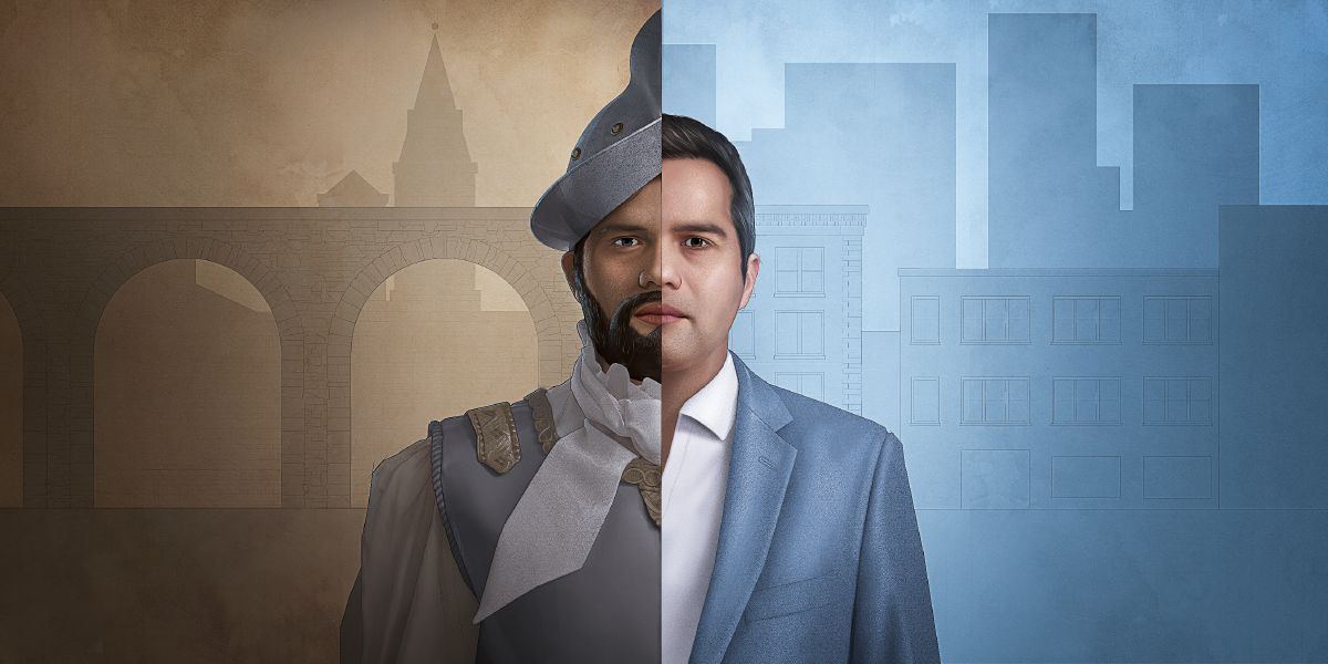 A man in modern and ancient times