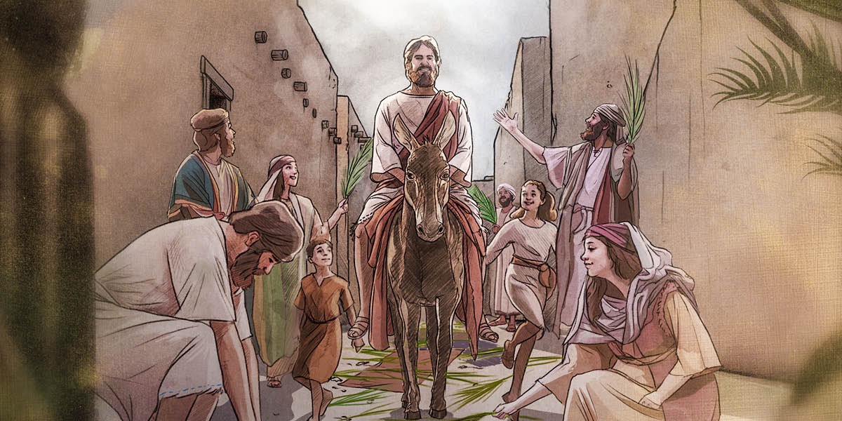 Jesus’ triumphal ride into Jerusalem on a donkey