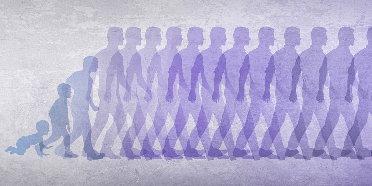 A man grows from babyhood to adulthood
