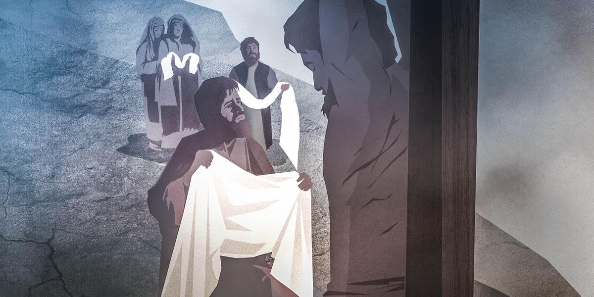 Preparing to wrap Jesus’ body in linen cloths