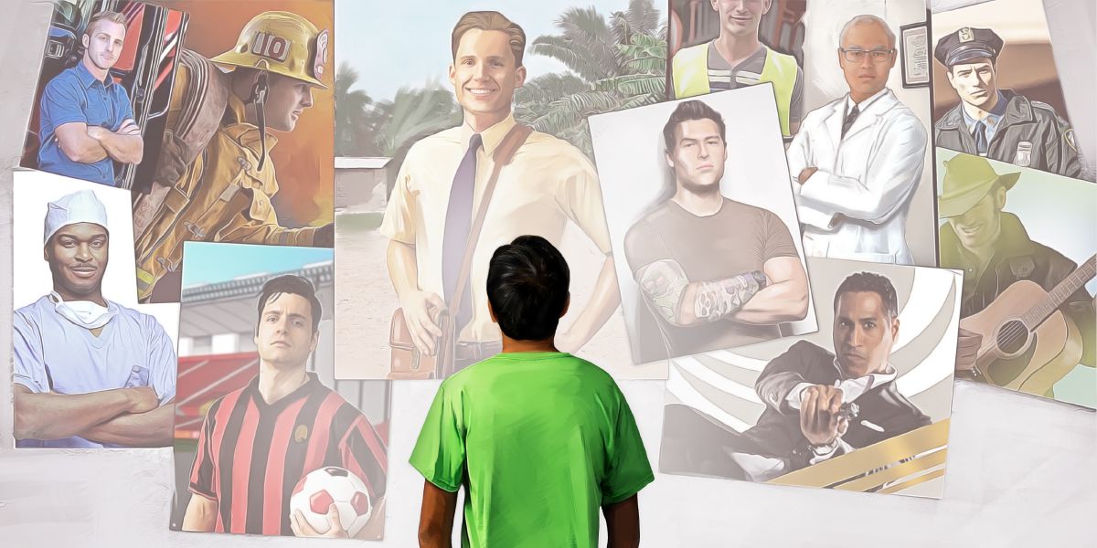 A young man looks at a variety of role models