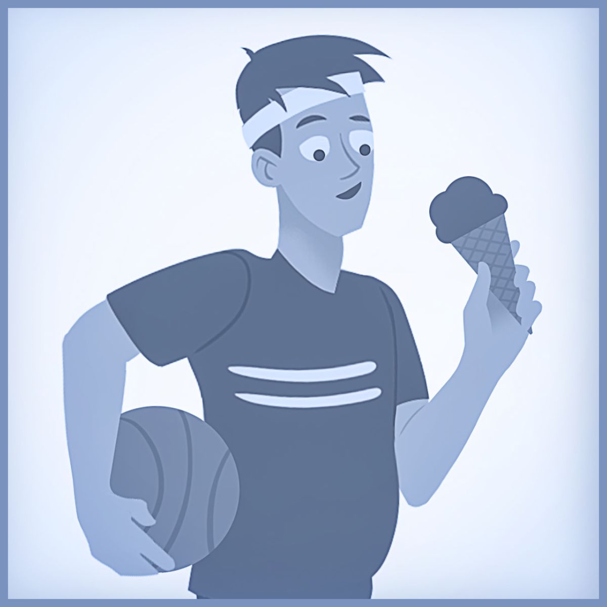 A teenage boy enjoys an ice cream cone after playing ball