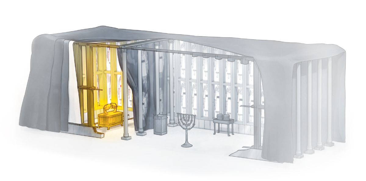 The ark of the covenant inside the Most Holy compartment of the tabernacle