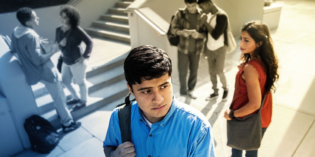 A young man feels tempted when he observes a couple romantically involved, two boys looking at an electronic device, and a girl walk by