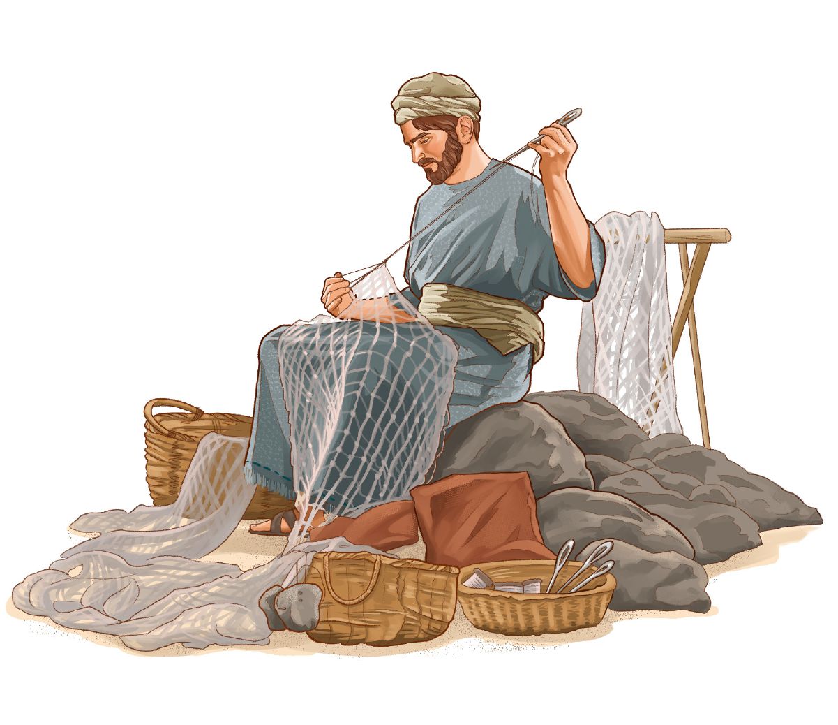 Mending a Fishing Net