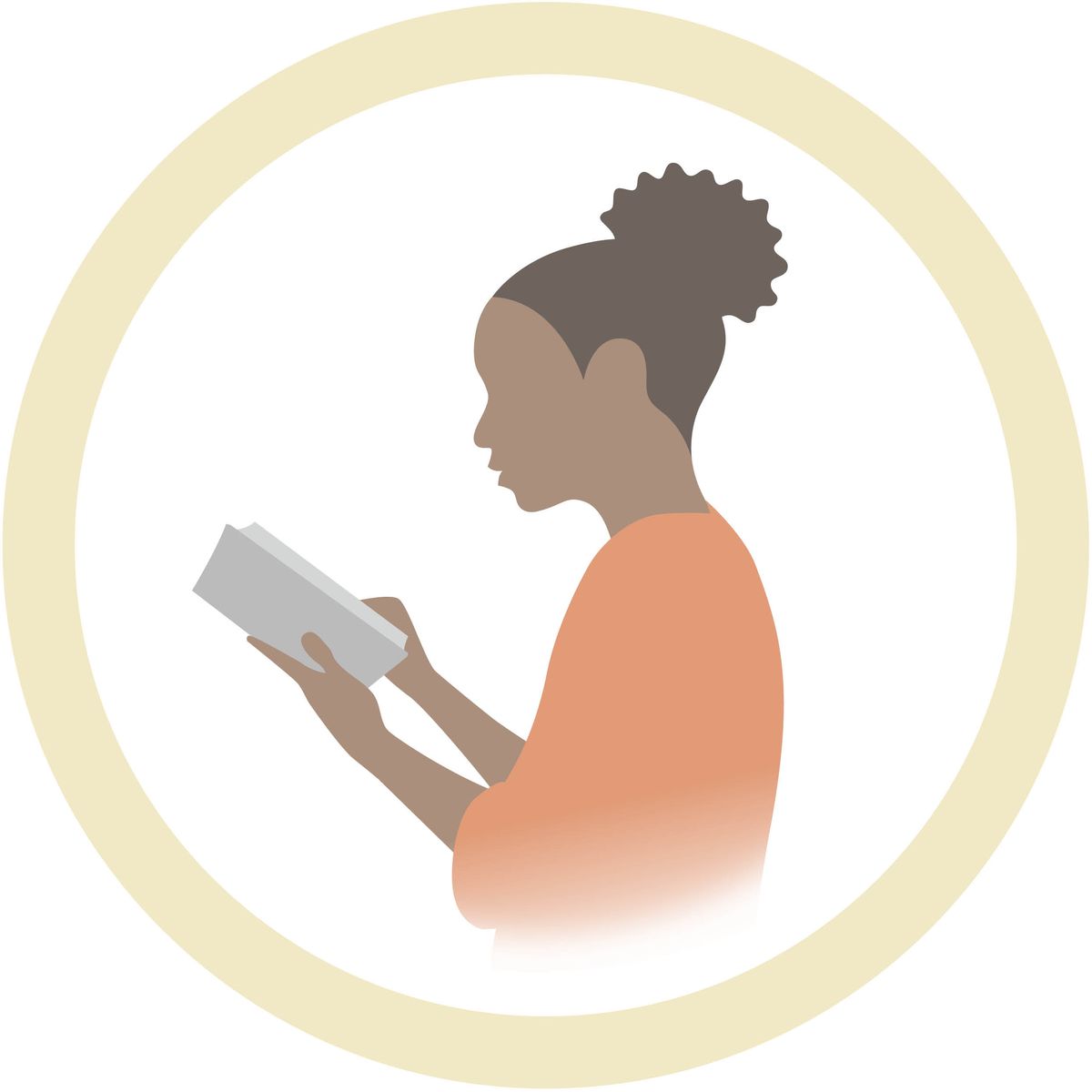 An icon of a woman reading the Bible.